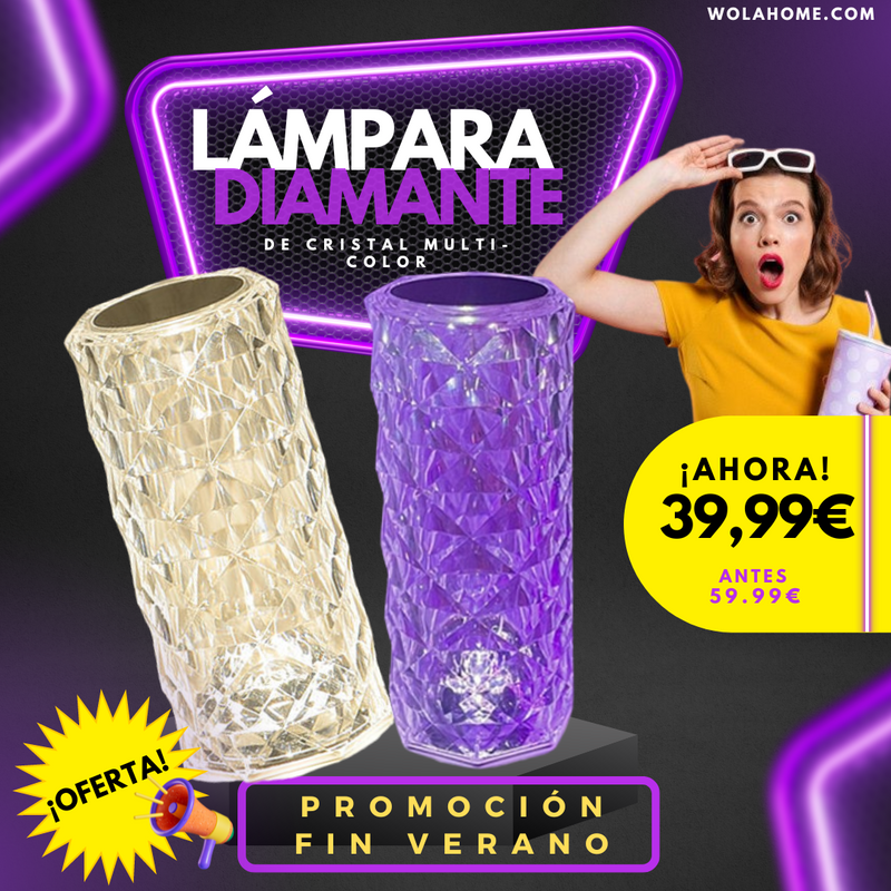 Lámpara de cristal multi-color - Diamond